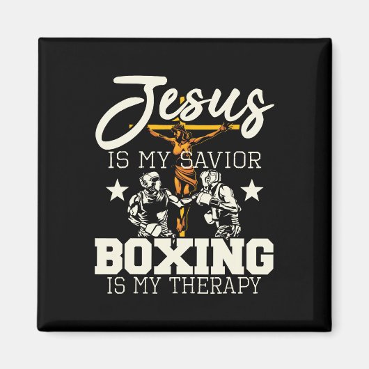 Jezus is mijn savior Boxing is mijn therapie - Gym Magneet (Voorkant)