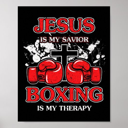 Jezus is mijn savior Boxing is mijn therapie Poster (Voorkant)