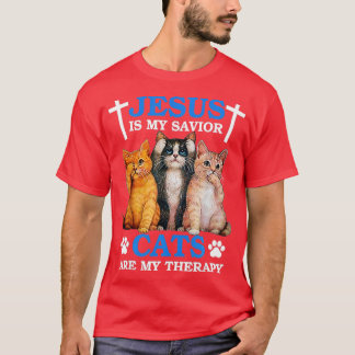 Jezus is mijn savior Cat... mijn Therapy Faith T-shirt