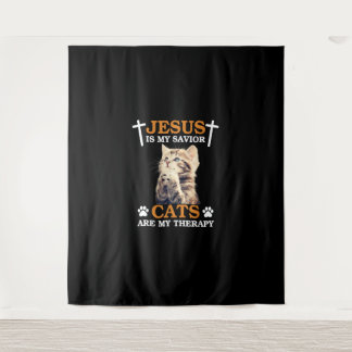 Jezus is mijn savior Cat zijn mijn therapiechriste Wandkleed
