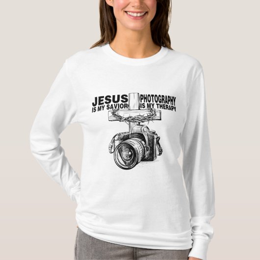 Jezus is mijn savior fotografie is mijn therapie t-shirt (Voorkant)