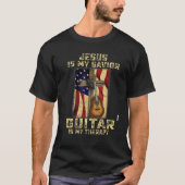 Jezus is mijn Savior Guitar is mijn Christelijke t T-shirt (Voorkant)
