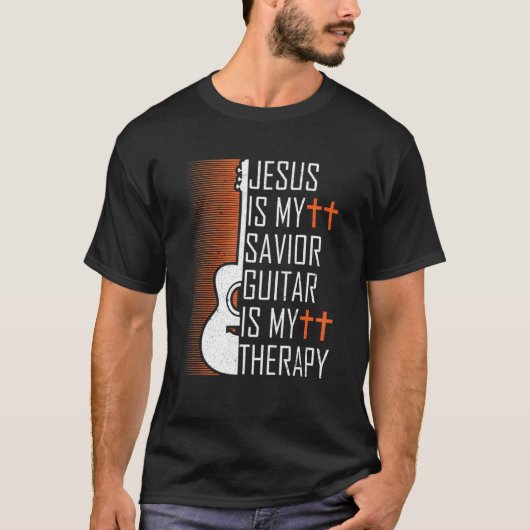 Jezus is mijn Savior Guitar is mijn Christelijke t T-shirt (Voorkant)