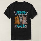 Jezus is mijn savior katten zijn mijn Christelijke T-shirt (Design voorkant)