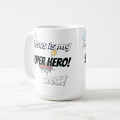 Jezus is mijn Super Hero. Koffiemok (Voorkant links)