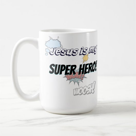 Jezus is mijn Super Hero. Koffiemok (Links)