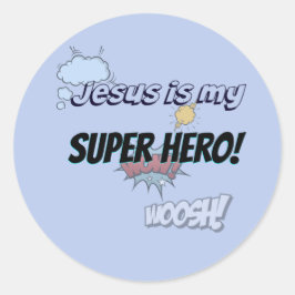 Jezus is mijn Super Hero. Ronde Sticker