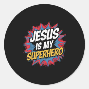 Jezus is mijn superheld Christelijk Kind Boy God S Ronde Sticker