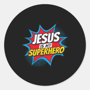 Jezus is mijn superheld Christelijk Ronde Sticker