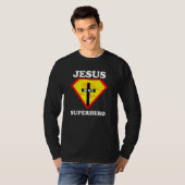 Jezus is mijn superheld die krachtig Christelijk w T-shirt (Voorkant volledig)