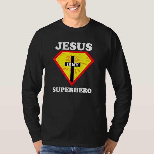 Jezus is mijn superheld die krachtig Christelijk w T-shirt (Voorkant)