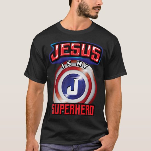 Jezus is mijn superheld die krachtige Christelijke T-shirt (Voorkant)
