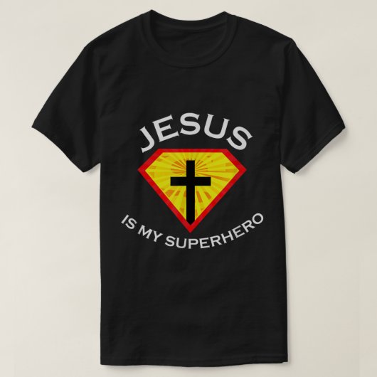 Jezus is mijn superheld die krachtige Christelijke T-shirt (Design voorkant)