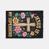 Jezus Is Mijn Superheld Fleece Deken (Voorkant (Horizontaal))