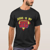Jezus is mijn superheld inspirerend t-shirt (Voorkant)
