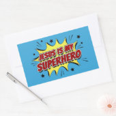 Jezus is mijn superheld Kinder en volwassen Christ Rechthoekige Sticker (Envelop)