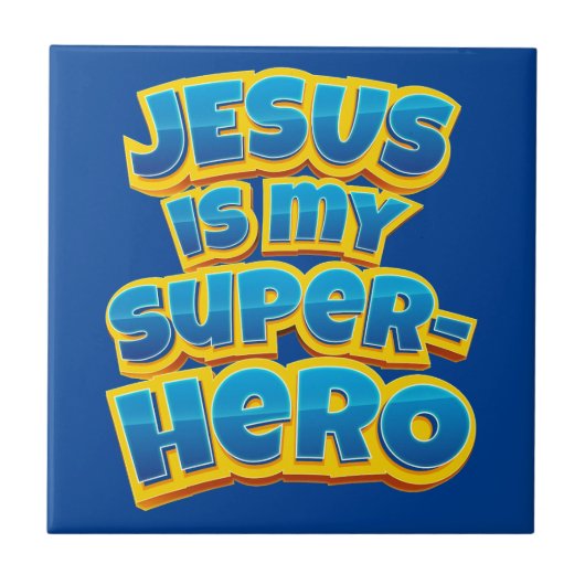 Jezus is mijn superheld Kinder en volwassen Christ Tegeltje (Voorkant)