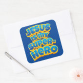 Jezus is mijn superheld Kinder en volwassen Christ Vierkante Sticker (Envelop)