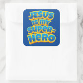 Jezus is mijn superheld Kinder en volwassen Christ Vierkante Sticker (Tas)