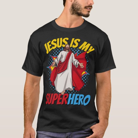 Jezus is mijn superheld krachtige Christelijke str T-shirt (Voorkant)
