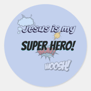 Jezus is mijn superheld! ronde sticker