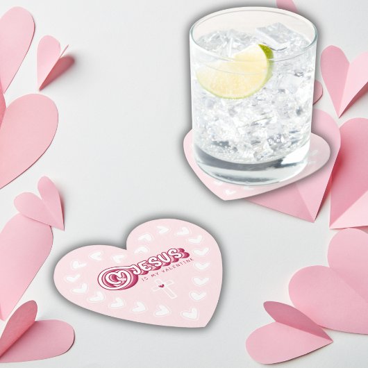 Jezus is mijn Valentijn Christelijk Schattige hart Kartonnen Onderzetters