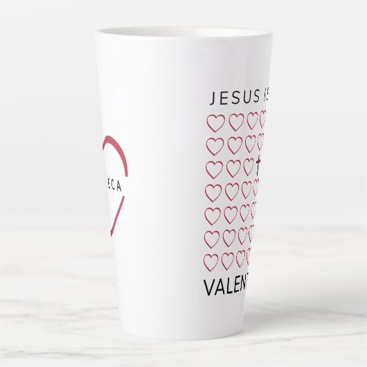 Jezus is mijn Valentijn harten kruis Latte Mok (Voorkant)