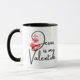 Jezus is mijn Valentijn Rood Hart Religieuze Mok