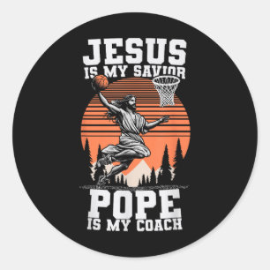 Jezus is mijn Verlosser Paus is mijn coach Religi Ronde Sticker
