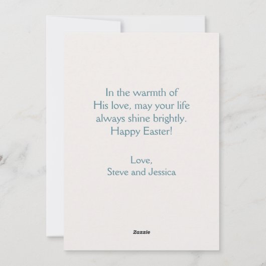 Jezus is opgestaan  Christelijk aangepaste Pasen Feestdagenkaart (Achterkant)