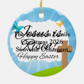 Jezus is Risen, Christelijke Pasen Keramisch Ornament (Achterkant)