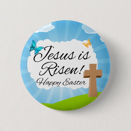 Jezus is Risen, Christelijke Pasen Ronde Button 5,7 Cm (Voorkant)