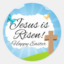 Jezus is Risen, Christelijke Pasen Ronde Sticker