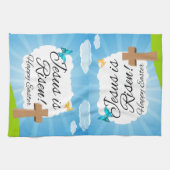 Jezus is Risen, Christelijke Pasen Theedoek (Horizontaal)