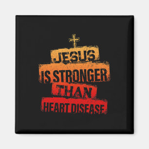 Jezus is sterker dan een hartkwaal Red Ribbon Sun Magneet