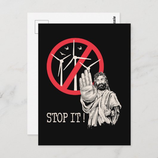 Jezus is tegen windenergie briefkaart (Voorkant / Achterkant)