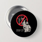 Jezus is tegen windenergie ronde button 7,6 cm (Voorkant /achterkant)