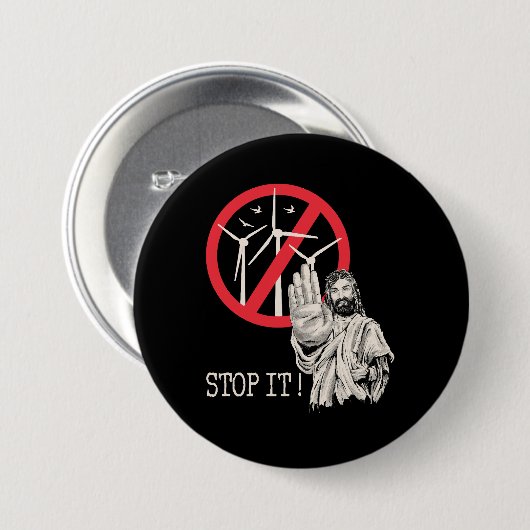 Jezus is tegen windenergie ronde button 7,6 cm (Voorkant /achterkant)