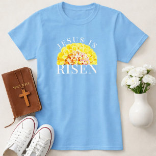 Jezus is verrezen bloem christelijk Pasen T-shirt
