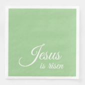 Jezus is verrezen | Elegant groen Christelijk Pase Servet (Voorkant)