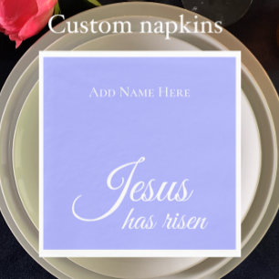 Jezus is verrezen met de Paarse Christelijke Pasen Servet