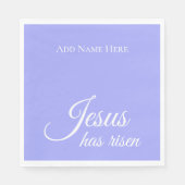 Jezus is verrezen met de Paarse Christelijke Pasen Servet (Voorkant)