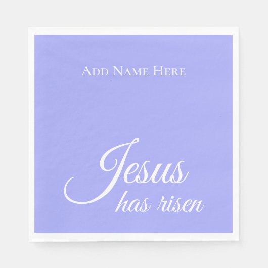 Jezus is verrezen met de Paarse Christelijke Pasen Servet (Voorkant)