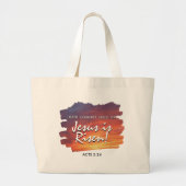 JEZUS IS VERREZEN Zonsondergang Christelijk Pasen Grote Tote Bag (Voorkant)
