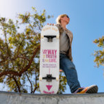 Jezus is Weg, Leven, Waarheid Skateboard<br><div class="desc">Christelijk Skateboard met het bijbelse vers van John 14:6 Jezus vertelde hem: "Ik ben de weg, de waarheid en het leven. Niemand kan naar de Vader komen, behalve door mij." De verzen zijn in blauwe pastelkleuren en in gemengde kalligrafie en minimalistische typografie. Dit trendy, moderne geloof ontwerp is het perfecte...</div>