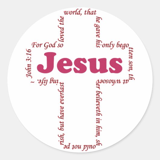 Jezus John 3:16 Ronde Sticker (Voorkant)