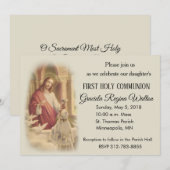 Jezus jong meisje eerste heilige communie uitnodig kaart (Voorkant / Achterkant)