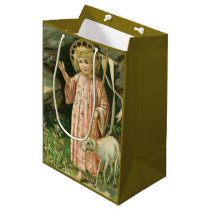 Jezus Jongen Kind Kruis Lam Pasen Bloemen Medium Cadeauzakje