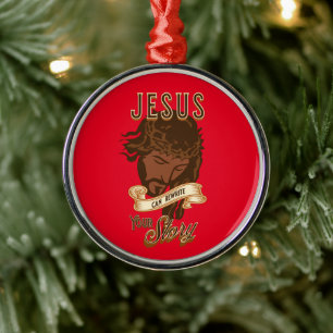 Jezus kan je verhaal herschrijven metalen ornament