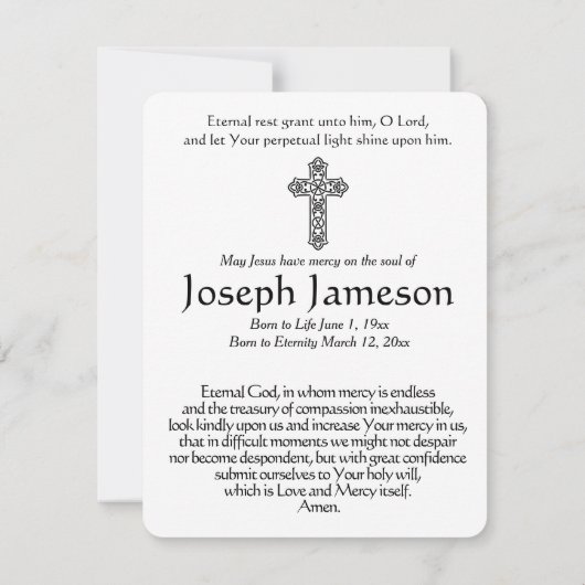 Jezus Katholieke begrafenisherdenking Heilige Kaar (Achterkant)